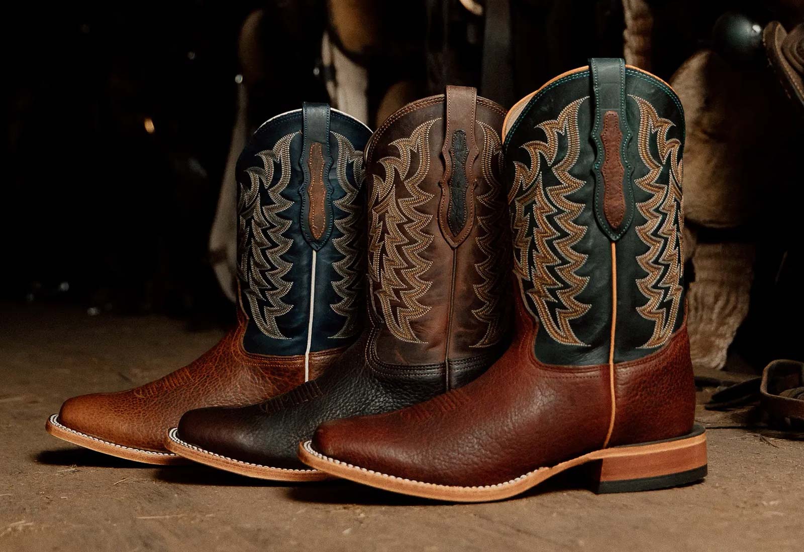 Featuring the Alfredo 11" Western boot in brown, black a tan.