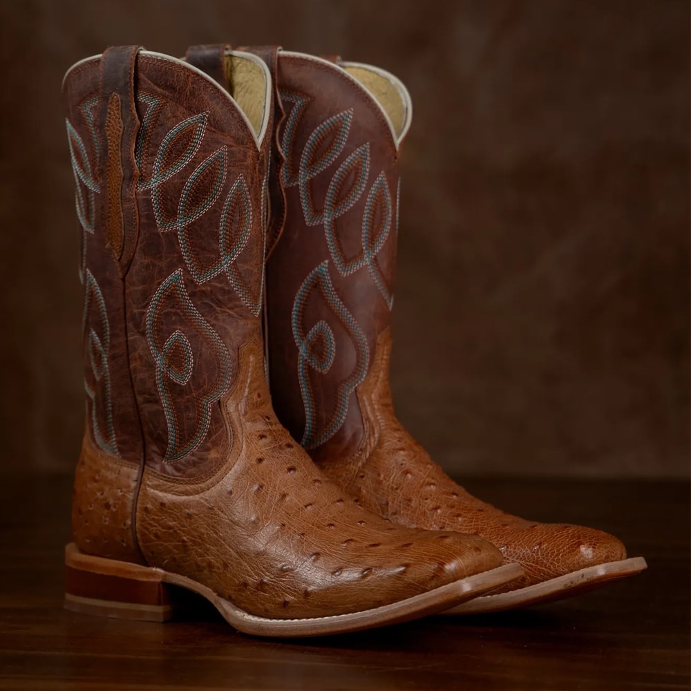 Cheyenne 11" Ostrich western boot in brown.