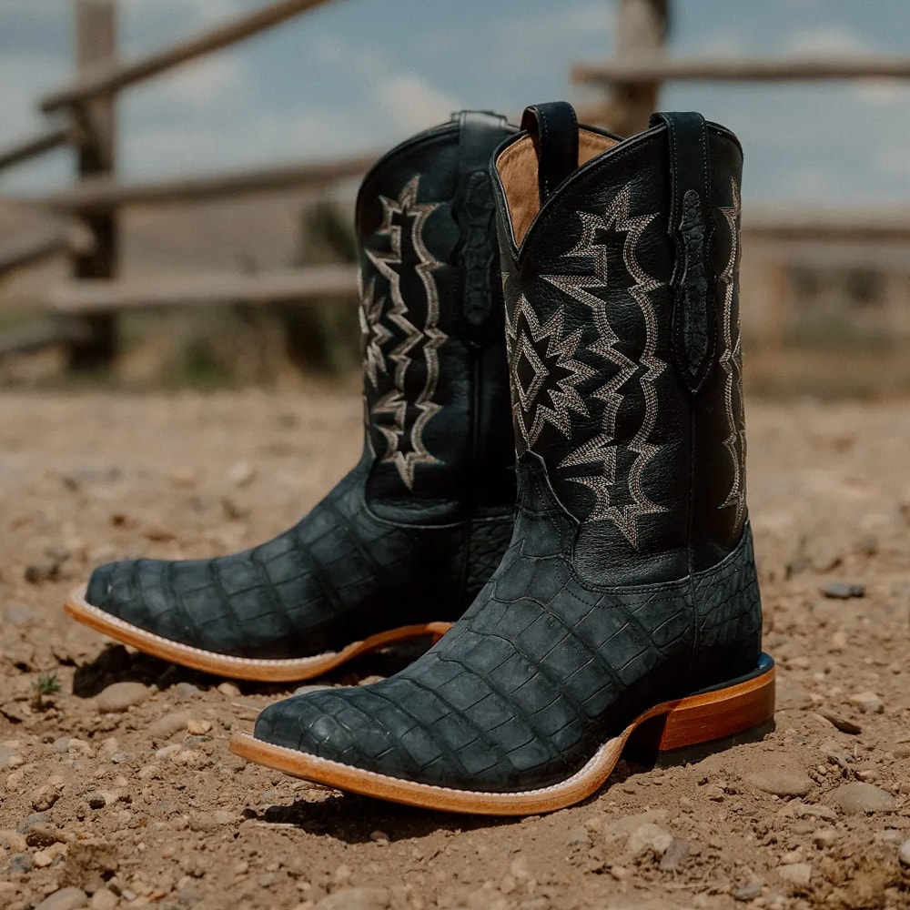Featuring the Miguel 11" Alligator western boot in black.